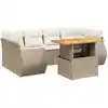 Image de vidaXL Ensemble de salon de jardin 7 pièces avec coussins Beige Poly Rattan