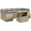 Image de vidaXL Ensemble de salon de jardin 7 pièces avec coussins Beige Poly Rattan