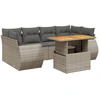 Image de vidaXL Ensemble de salon de jardin 7 pièces avec coussins Gris Poly rotin