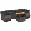 Image de vidaXL Ensemble de jardin canapé 8 pièces avec coussins noir poly rotin