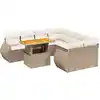 Image de vidaXL Ensemble de salon de jardin 9 pièces avec coussins beige Poly rotin