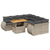 Image de vidaXL Ensemble de salon de jardin 9 pièces avec coussins Gris Poly rotin