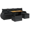 Image de vidaXL Ensemble de salon de jardin 6 pièces avec coussins noir poly rotin
