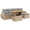 Image de vidaXL Ensemble de salon de jardin 6 pièces avec coussins Beige Poly Rattan
