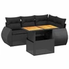 Image de vidaXL Ensemble de salon de jardin 5 pièces avec coussins noir poly rotin