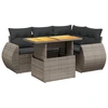 Image de vidaXL Ensemble de salon de jardin 5 pièces avec coussins Gris Poly rotin