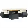 Image de vidaXL Ensemble de salon de jardin 6 pièces avec coussins noir poly rotin