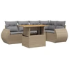 Image de vidaXL Ensemble de salon de jardin 6 pièces avec coussins Beige Poly Rattan