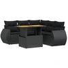 Image de vidaXL Ensemble de salon de jardin 6 pièces avec coussins noir poly rotin