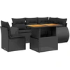 Image de vidaXL Ensemble de salon de jardin 6 pièces avec coussins noir poly rotin