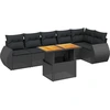 Image de vidaXL Ensemble de salon de jardin 7 pièces avec coussins noir poly rotin