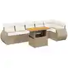 Image de vidaXL Ensemble de salon de jardin 7 pièces avec coussins Beige Poly Rattan