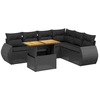Image de vidaXL Ensemble de salon de jardin 7 pièces avec coussins noir poly rotin