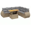 Image de vidaXL Ensemble de salon de jardin 7 pièces avec coussins Beige Poly Rattan