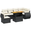 Image de vidaXL Ensemble de salon de jardin 7 pièces avec coussins noir poly rotin