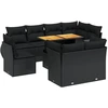 Image de vidaXL Ensemble de salon de jardin 9 pièces avec coussins noir poly rotin