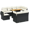 Image de vidaXL Ensemble de salon de jardin 9 pièces avec coussins noir poly rotin