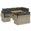 Image de vidaXL Ensemble de salon de jardin 9 pièces avec coussins Gris Poly rotin