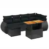 Image de vidaXL Ensemble de salon de jardin 7 pièces avec coussins noir poly rotin