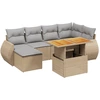 Image de vidaXL Ensemble de salon de jardin 7 pièces avec coussins Beige Poly Rattan