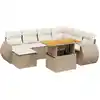 Image de vidaXL Ensemble de jardin canapé 8 pièces avec coussins Beige Poly Rattan
