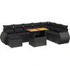 Image de vidaXL Ensemble de salon de jardin 9 pièces avec coussins noir poly rotin