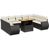 Image de vidaXL Ensemble de 10 canapés de jardin avec coussins noir poly rotin