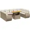Image de vidaXL Ensemble de salon de jardin 10 pièces avec coussins Beige Poly Rattan