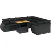 Image de vidaXL Ensemble de 10 canapés de jardin avec coussins noir poly rotin