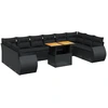 Image de vidaXL Ensemble de salon de jardin 11 pièces avec coussins noir poly rotin