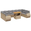 Image de vidaXL Ensemble de salon de jardin 11 pièces avec coussins Beige Poly Rattan