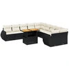 Image de vidaXL Ensemble de salon de jardin 11 pièces avec coussins noir poly rotin
