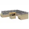 Image de vidaXL Ensemble de salon de jardin 11 pièces avec coussins Beige Poly Rattan