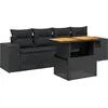 Image de vidaXL Ensemble de salon de jardin 5 pièces avec coussins noir poly rotin