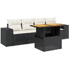 Image de vidaXL Ensemble de salon de jardin 5 pièces avec coussins noir poly rotin