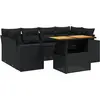 Image de vidaXL Ensemble de salon de jardin 7 pièces avec coussins noir poly rotin
