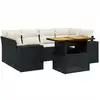 Image de vidaXL Ensemble de salon de jardin 7 pièces avec coussins noir poly rotin