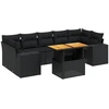 Image de vidaXL Ensemble de jardin canapé 8 pièces avec coussins noir poly rotin