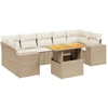 Image de vidaXL Ensemble de jardin canapé 8 pièces avec coussins Beige Poly Rattan