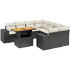 Image de vidaXL Ensemble de salon de jardin 9 pièces avec coussins noir poly rotin