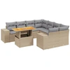 Image de vidaXL Ensemble de salon de jardin 9 pièces avec coussins beige Poly rotin