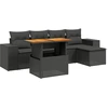 Image de vidaXL Ensemble de salon de jardin 6 pièces avec coussins noir poly rotin