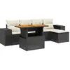 Image de vidaXL Ensemble de salon de jardin 6 pièces avec coussins noir poly rotin