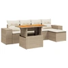 Image de vidaXL Ensemble de salon de jardin 6 pièces avec coussins Beige Poly Rattan