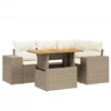 Image de vidaXL Ensemble de salon de jardin 5 pièces avec coussins Beige Poly Rattan