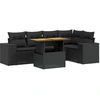 Image de vidaXL Ensemble de salon de jardin 6 pièces avec coussins noir poly rotin