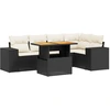 Image de vidaXL Ensemble de salon de jardin 6 pièces avec coussins noir poly rotin