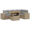 Image de vidaXL Ensemble de salon de jardin 6 pièces avec coussins Beige Poly Rattan