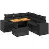 Image de vidaXL Ensemble de salon de jardin 6 pièces avec coussins noir poly rotin