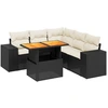 Image de vidaXL Ensemble de salon de jardin 6 pièces avec coussins noir poly rotin
